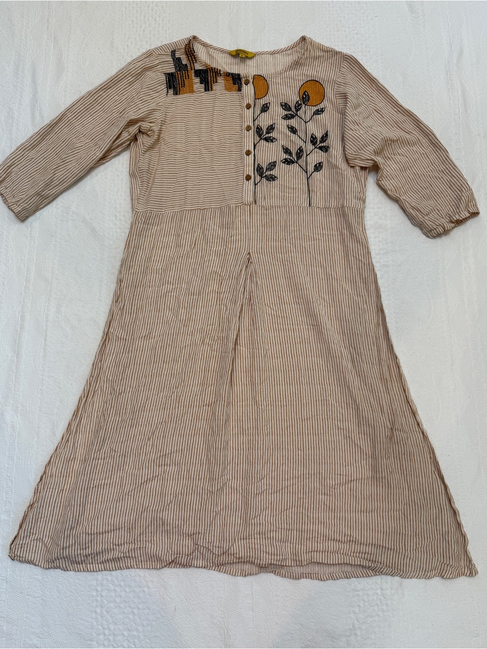 Globaldesi Embroidered Indian Tunic Women’s XL Earthtones